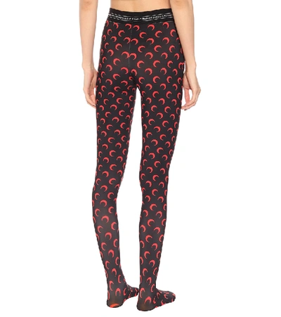 Shop Marine Serre Printed Tights In Black