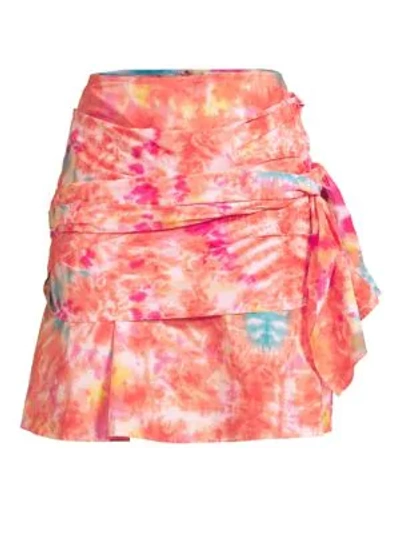 Shop All Things Mochi Mabel Tie-dye Wrap Skirt In Blue Orange