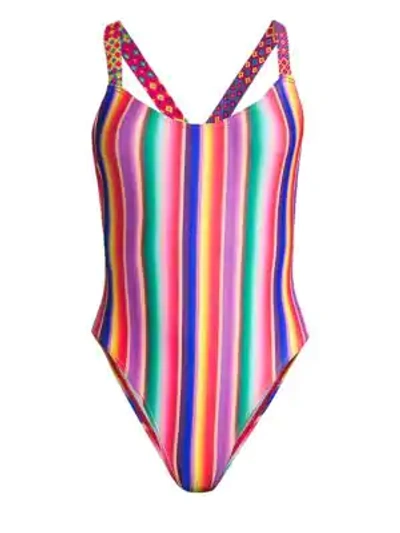 Shop All Things Mochi Monique Rainbow Stripe One-piece Swimsuit