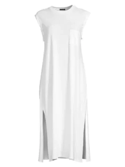 Shop Atm Anthony Thomas Melillo High Torsion Rolled Cuff Midi T-shirt Dress In White
