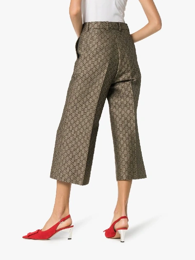 Shop Gucci Gg Wool Canvas Culotte Pant In Neutrals