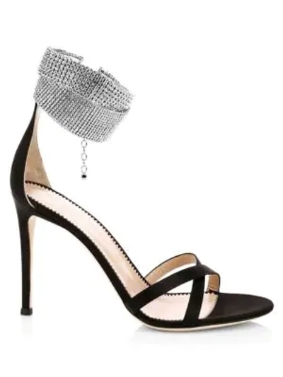 Shop Giuseppe Zanotti Criss Cross Crystal-embellished Sandals In Black