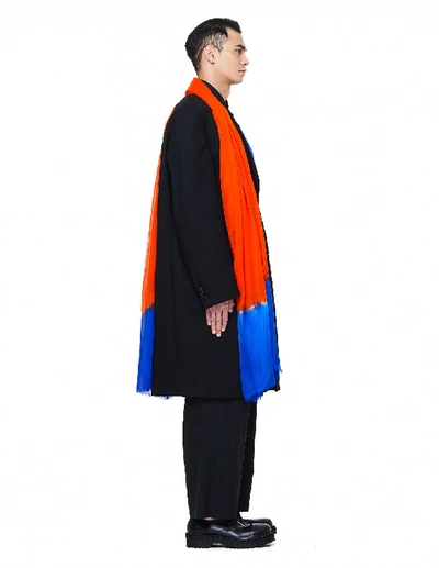 Shop Raf Simons Black Wool Coat With Scarf