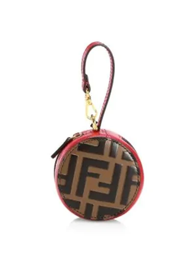 Shop Fendi Tamburo Pocket Leather Charm In Maya Red