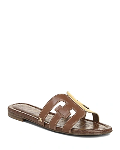 Shop Sam Edelman Women's Bay Slide Sandals In Bright Gold/luggage Leather