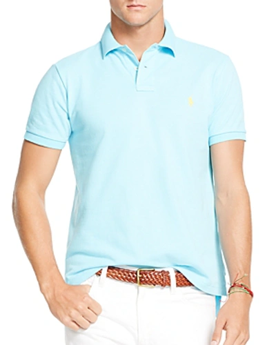 Shop Polo Ralph Lauren Mesh Custom Slim Fit Polo Shirt In Blue