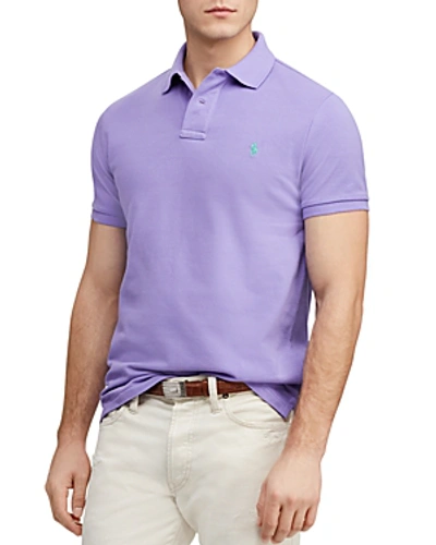 Shop Polo Ralph Lauren Mesh Custom Slim Fit Polo Shirt In Purple