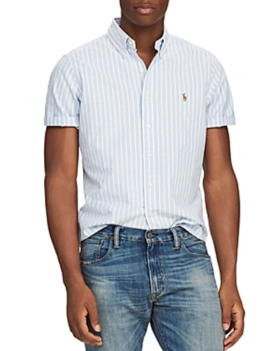 Shop Polo Ralph Lauren Striped Classic Fit Button-down Shirt In Orange