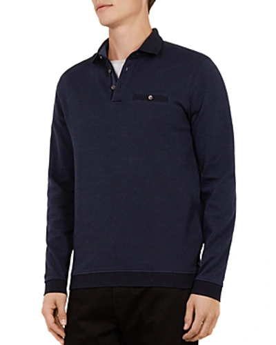 Shop Ted Baker Meal Jacquard Regular Fit Polo Shirt In Blue