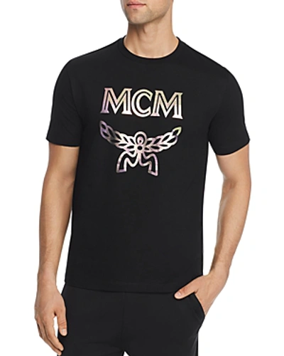 Shop Mcm Iridescent Logo Graphic Tee In Black