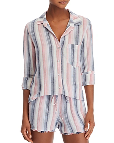 Shop Bella Dahl Frayed Striped Shirt In Sunset Stripe