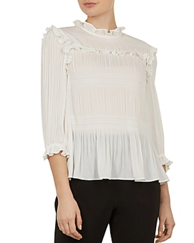 Shop Ted Baker Airlie Pleated Top In Ivory
