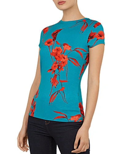 Shop Ted Baker Dillia Fantasia Print Tee In Turquoise