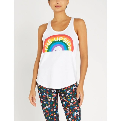 Shop The Upside Rainbow Issy Sleeveless Cotton-jersey Top In White
