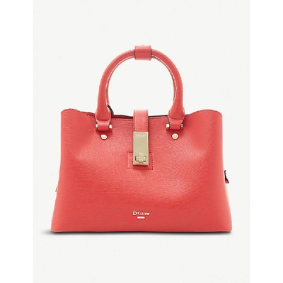 Shop Dune Dinidiella Saffiano Faux-leather Tote In Red-plain Synthetic
