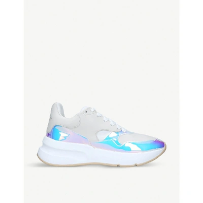 Shop Alexander Mcqueen Iridescent Wedge Leather Trainers In White/comb