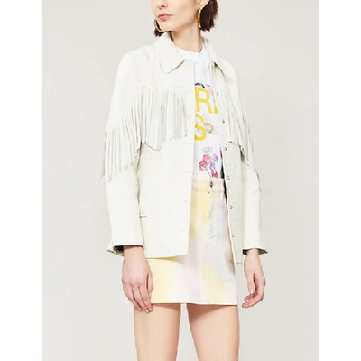 Shop Ganni Shiloh Tie-dyed Denim Mini Skirt In Rainbow