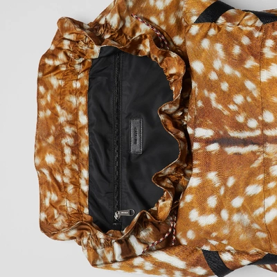 Shop Burberry Deer Print Nylon Drawcord Backpack In Tan/white