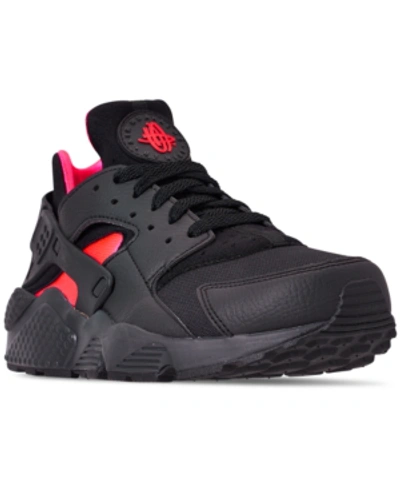 Shop Nike Men's Air Huarache Run Running Sneakers From Finish Line In Black/anthracite-solar Re