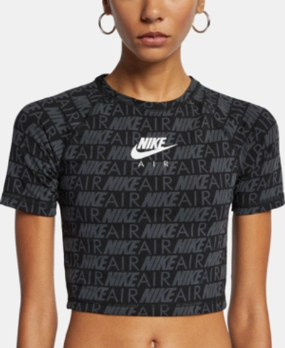 Shop Nike Air Logo-print Cropped T-shirt In Anthracite