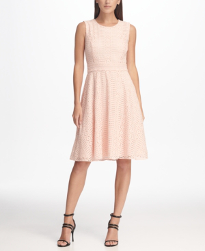 pale pink fit and flare dress