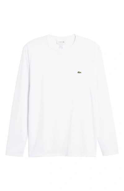 Shop Lacoste Long Sleeve Pima Cotton T-shirt In White