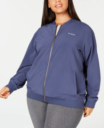 Shop Columbia Plus Size Casual Full Zip Water-repellent Bomber Jacket In Nocturnal