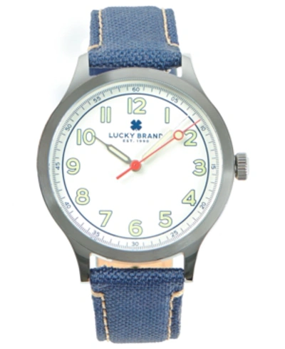 Shop Lucky Brand Mens Jefferson Navy Fabric Strap 38mm In Silver
