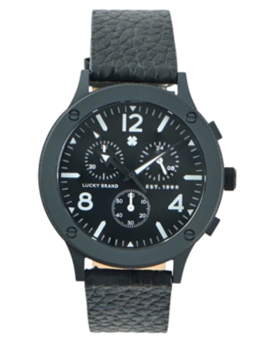 Shop Lucky Brand Mens Rockpoint Mf Black Pebbled Leather Strap 42mm In Silver