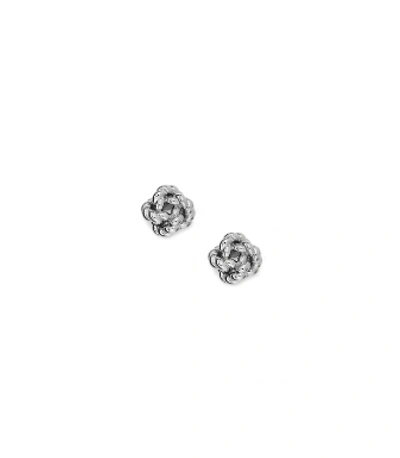 Shop Tory Burch Rope Knot Stud Earring In Silver