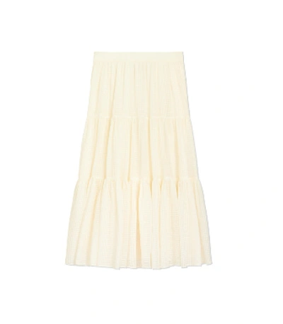 Shop Tory Burch Textured Georgette Skirt In White