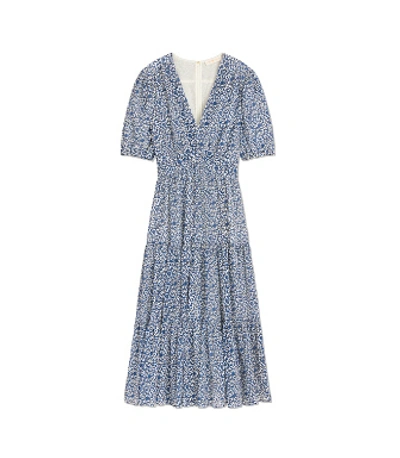 Tory burch printed cotton silk dress hotsell