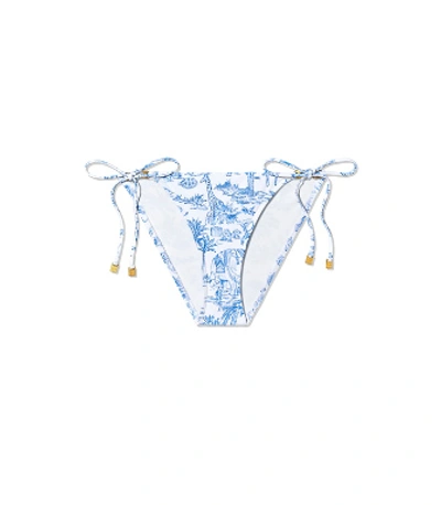 Shop Tory Burch Gemini Link Printed String Bikini Bottom In Ivory Far And Away