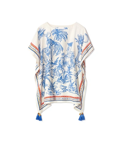 Shop Tory Burch Embroidered Beach Caftan In Ivory Far And Away