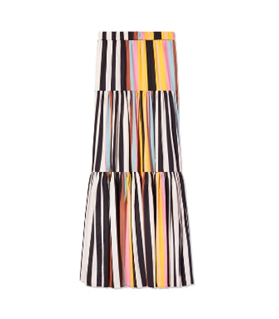 Shop Tory Burch Printed Peasant Skirt In Webbing Stripe