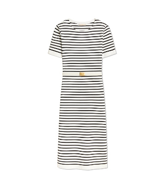 black and white striped knit dress