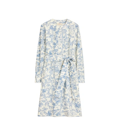 Tory Burch Printed Button front Long sleeve Belted Cotton