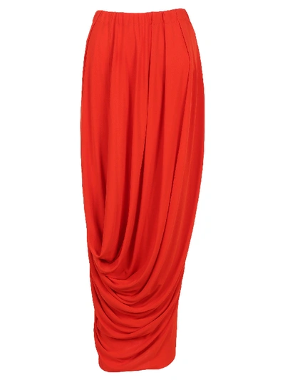 Shop Marni Draped Maxi Skirt In Orange Red