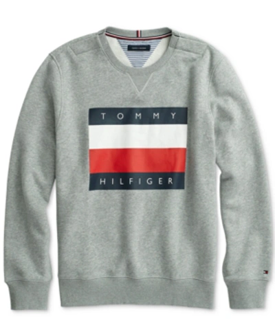 Shop Tommy Hilfiger Adaptive Men's Logo Graphic Sweatshirt With Velcro Closure At Shoulder In Sport Grey Heather