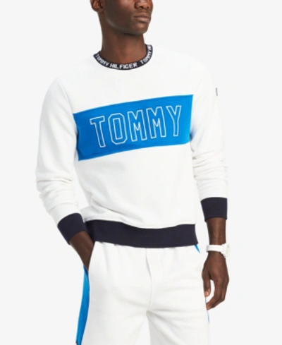 Shop Tommy Hilfiger Men's Logo Graphic Sweater, Created For Macy's In Bright White