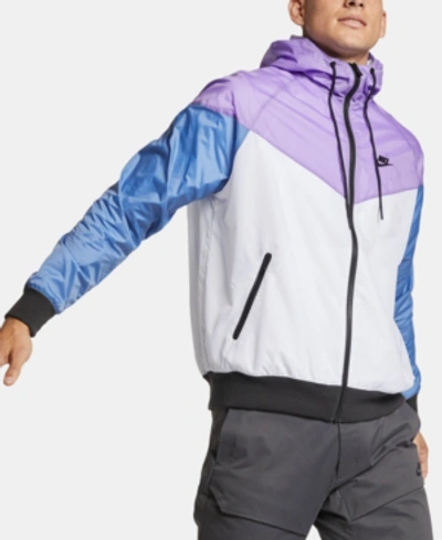 Shop Nike Men's Sportswear Windrunner Jacket In White/space Purple