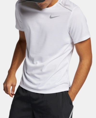 Shop Nike Men's Miler Dri-fit Running Top In White