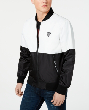 guess white bomber jacket