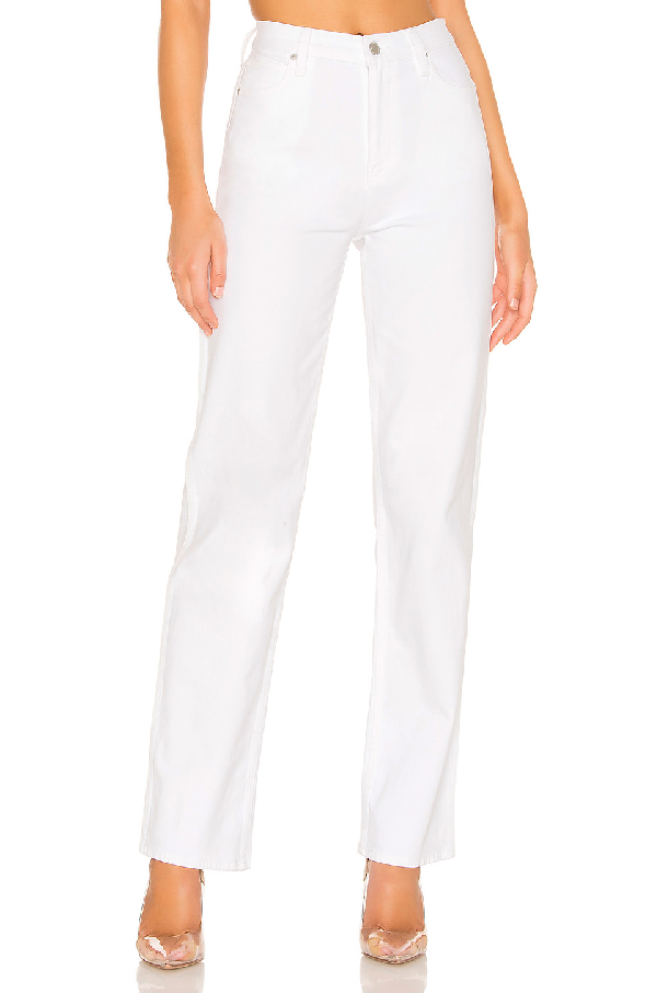 white high waisted straight leg jeans