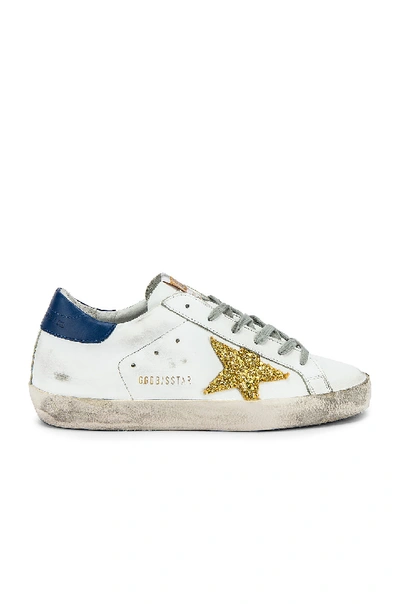 Shop Golden Goose Superstar Sneaker In White. In White  Navy & Gold Glitter