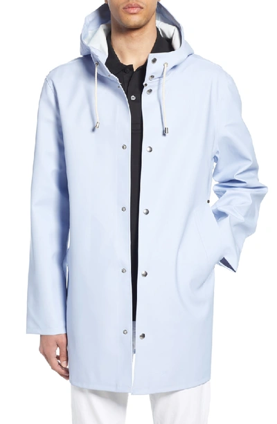 Shop Stutterheim Stockholm Waterproof Hooded Raincoat In Skyway
