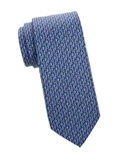 Shop Ferragamo Marine Silk Tie In Marine Blue