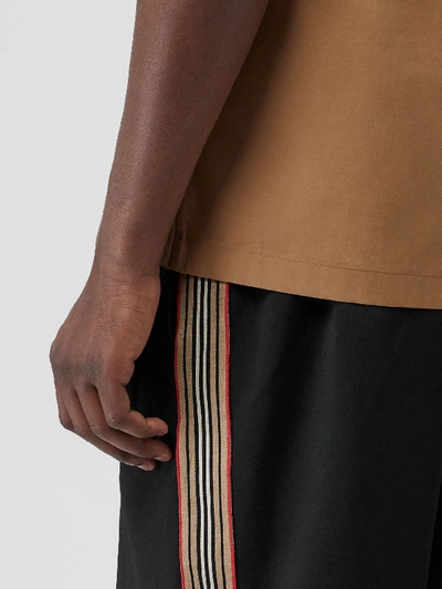 Shop Burberry Icon Stripe Detail Cotton Blend Shorts In Black