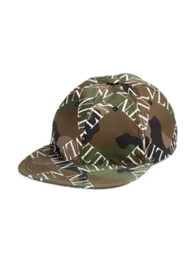 Shop Valentino Garavani Vltn Grid Camouflage Baseball Cap In Army White