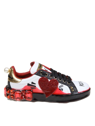 Shop Dolce & Gabbana Sneakers Portofino Melt In Napped Calf In White